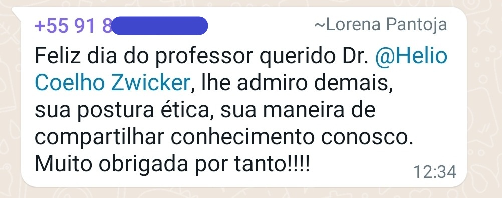 Depoimento de agradecimento ao Dr. Helio